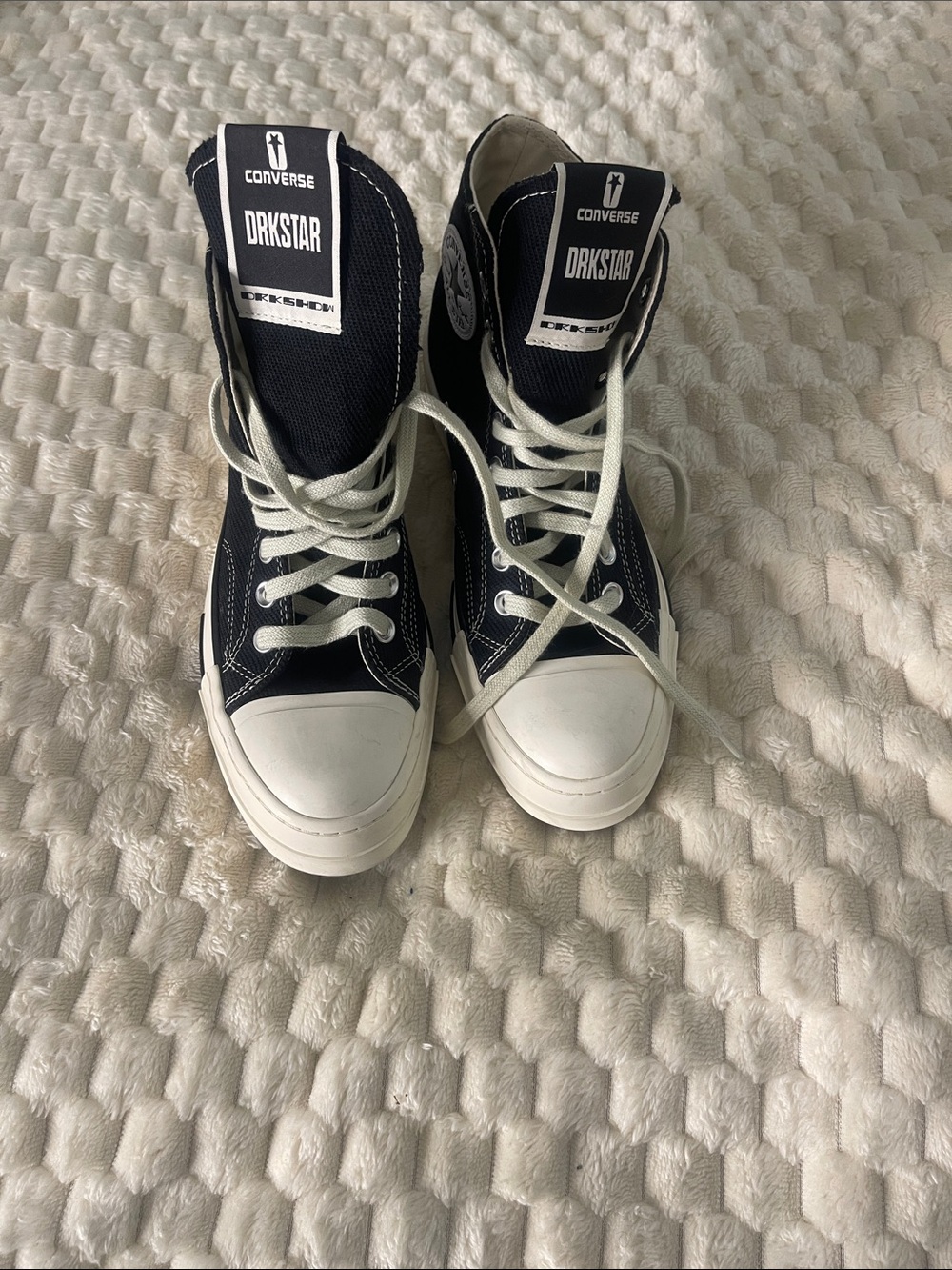 Converse DRKSTAR Rick Owen’s High Top Sneakers Black/White REFER 2 PICS 4 STAIN